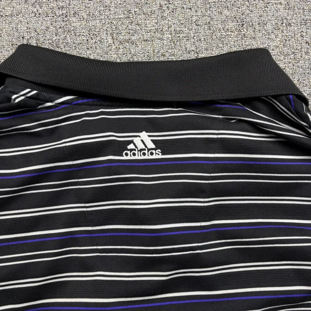 Adidas Golf ClimaCool‎ Mens XL Black Striped Short Sleeve Polo Shirt X22480